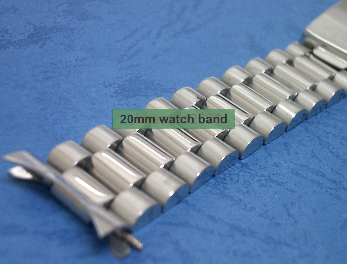 20mm Solid Stainless Steel 70's Vintage Style Watch Band 0257