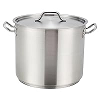 Winware 12 Quart Stainless Steel Stock Pot with Cover, Silver