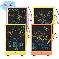 LCD Writing Tablet, 4 Pack 10 Inch Colorful Drawing Pad for Kids, Reusable Doodle Board with Erase Button (Pink& Orange& 2Yellow)