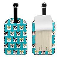 Cute Corgi Glasses and Mustaches Luggage Tag Hang Tag, 1 Piece Luggage Tag, Leather Luggage Tag, for Suitcase and Travel Bag