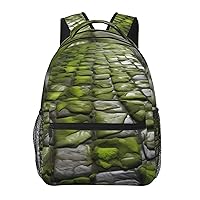 Moss Stone Pavement print Lightweight Bookbag Casual Laptop Backpack for Men Women College backpack