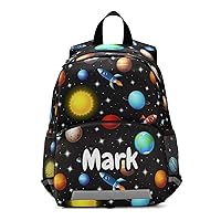 Space Galaxy Custom Kid's Backpack Personalized Backpack with Name/Text Preschool Backpack Toddler Backpack for Girls Boys School Backpack for Girls with Chest Strap