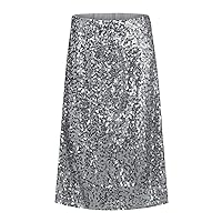 Women's Sequin Skirt Glittering High Waist Skirt Party Knee Length Sequin Pencil Skirt