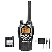 Midland® - GXT1000AZ - 50 Channel GMRS Two-Way Radio - Long Range Walkie Talkie with 142 Privacy Codes, SOS Siren, and NOAA Weather Alerts and Weather Scan (Black/Silver, Single Pack)
