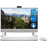 Dell Inspiron 5410 All-in-One Desktop, 23.8'' FHD IPS Touchscreen, 12th Gen Intel Core i5-1235U, 12GB RAM, 256GB SSD + 1TB HDD, HDMI, RJ-45, 1080p, Wireless KB&Mouse, Wi-Fi 6, Windows 11 Home, White