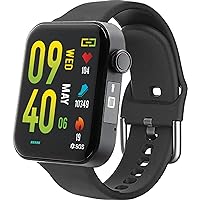 Life Watch Smart Heart Rate Blood Oxygen Body Temperature Sleep Monitor Fitness Steps Tracker Wireless Voice Call iOS & Android Compatible IP67 Waterproof 6 Sport Fitness Modes & Flash Light- Black