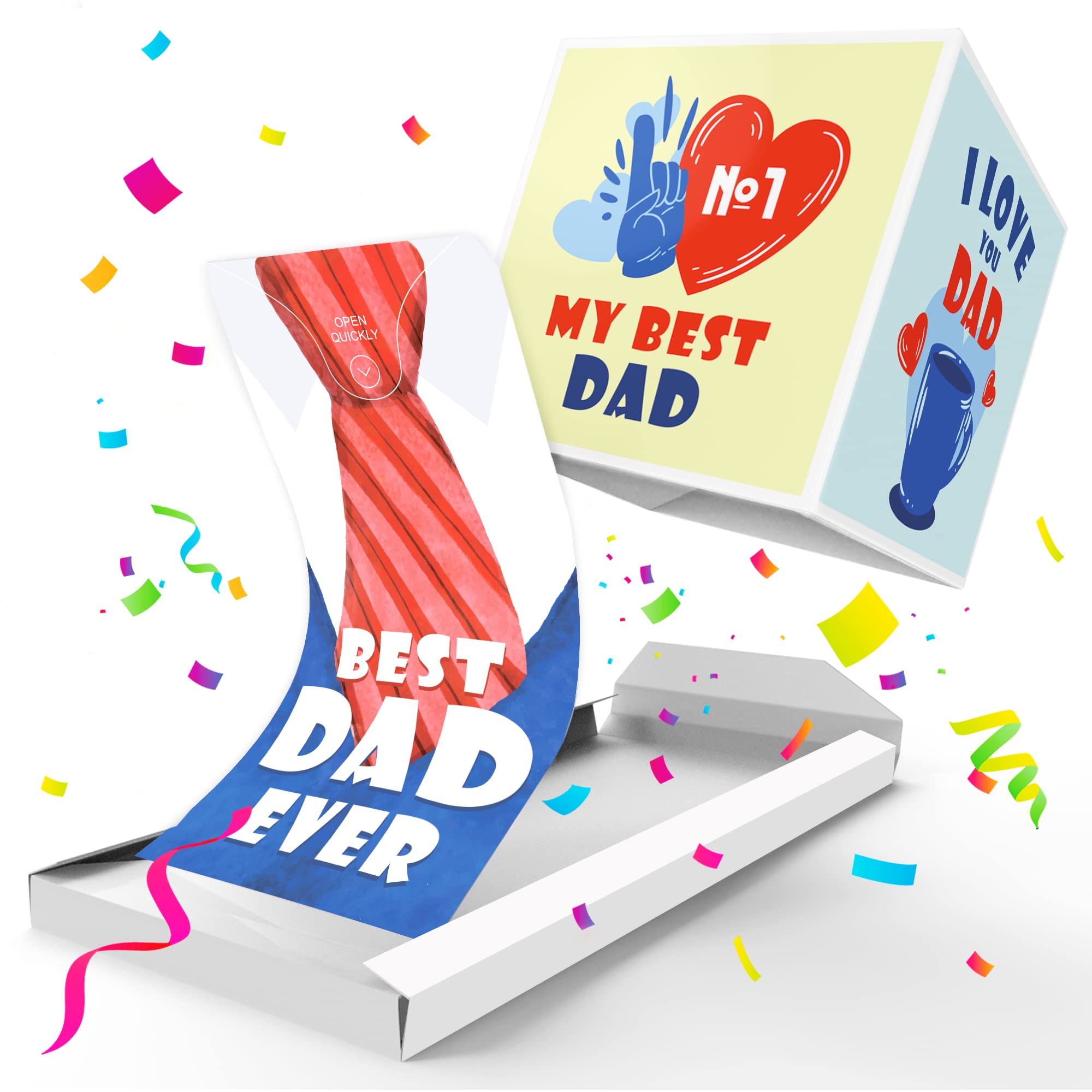 Notta&Belle FEEL LOVE EVERY MINUTE «BOOM» Dad Card (Super Dad) Surprise Card Exploding Confetti, Father's Day Card, Birthday Dad