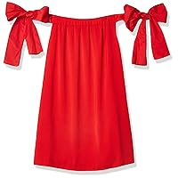 SUGARLIPS Women's Off The Shoulder Ribbon Detailed Dress, Red, X-Small