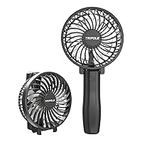 TriPole Handheld Fan Portable Mini Fan, 3 Speeds Foldable Small Personal Fan, Rechargeable USB Desk Fan, Powerful Hand Held Fan Battery Operated for Travel Outdoor Makeup Gifts, Black, 4.2” Fan Cover