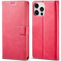 Case for iPhone 14/14 Plus/14 Pro/14 Pro Max, Premium Leather Folio Cover, Magnetic Closure Protective Wallet Flip with [Card Slots][Kickstand] (Color : Red, Size : 14 Pro Max 6.7