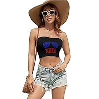 Cool Flag of Merica Women's Sexy Crop Top Casual Sleeveless Tube Tops Clubwear for Raves Party