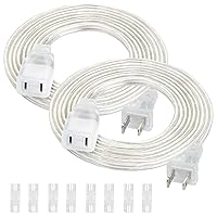 2 Pack Clear Extension Cord, 9 FT Extension Cords, UL-Certified Power Extension Cord, 2 Prong Extension Cord Male to Female, 2x18 AWG Extension Cable 250V 6A, Indoor Extension Cord for Light