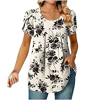 Casual Blouse for Women Dressy Womens Polo Shirts Plus Size Womens Short Sleeve Babydoll Tops T Shirt Women Round Neck