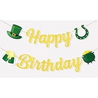 St. Patricks Day Happy Birthday Banner St Patricks Day Decorations Irish Birthday Party Supplies Photo Booth Props St Pattys Day Home Office Party Decor