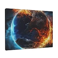 NONHAI Canvas Wall Art for Living Room Bedroom Decorative Painting Art Posters Modern Planet Ice and Fire Print Hanging Artwork Wall Art Aesthetics Decorative Paintings 12x16 Inch