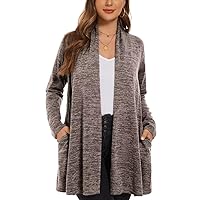 LARACE Open Front Cardigan for Women with Pockets Knit Sweater Plus Size Long Sleeve Tops Fall Clothes Loose Outwear