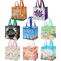 8PCS Easter Gift Bags, Easter Tote Bags with Handle Reusable Easter Treat Bags, Non-Woven Easter Bags Gifts Wrapping Shopping Bags Easter Party Supplies Bag Easter Egg Bags Easter Bunny Bags 7.9X7.9in