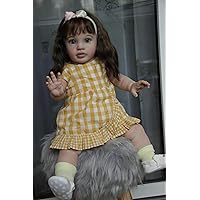 Big Reborn Toddler Dolls 26 inch Reborn Doll Realistic Girl That Look Real Life Baby Dolls Soft Cloth Body Weighted Doll Rooted Brown Hair Cute Children Birthday Gifts