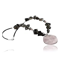 $300Tag Certified Silver Navajo Pink Agate Smoky Quartz Native Necklace 752100-24 Made by Loma Siiva