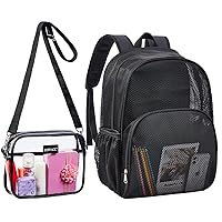 Heavy Duty Mesh Backpack for Commuting, Swimming, Clear Crossbody Bag Stadium Approved for Concerts Sports Events