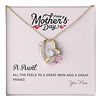 Mother's Day Necklace Gift For Aunt, Forever Love Jewelry For My Great Auntie On Her Birthday Present, Expression Of Love And Appreciation With This Message Card And Elegant Standard/Luxury Gift Box From Niece