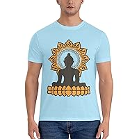 Buddha Meditation, Lotus Flower Mens Shirt Fashion Short-Sleeve T Shirts Cotton Crewneck Tee
