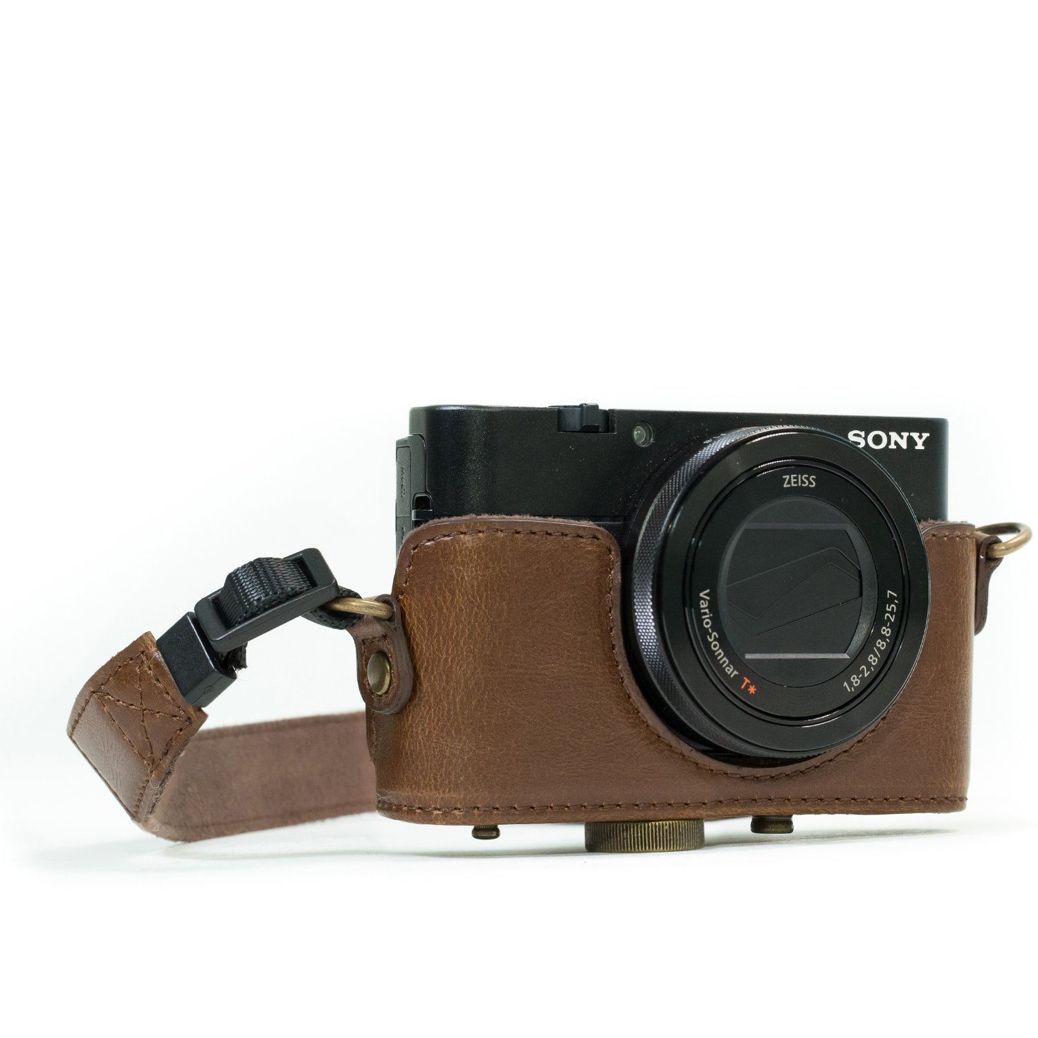 MegaGear MG597 Sony Cyber-shot DSC-HX99, DSC-HX95, DSC-HX90V, DSC-HX80 Ever Ready Leather Camera Case with Strap – Dark Brown