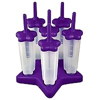 Tovolo Star Ice Pop Mold Popsicle Maker, Drip-Guard, Sturdy Base, 4 Fluid Oz, Set of 6, Purple