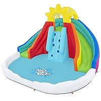 H2O GO H20GO Let It Rain Mega Water Park with Extra Large Splash Pool, Built-in Sprayers | Inflates Easily with Included Blower | Durable, Safe, and Fun Water Toy