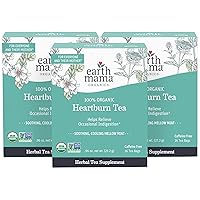 Earth Mama Organic Heartburn Tea | Pregnancy-Safe Soothing Herbal Blend with Marshmallow Root, Lemon Balm & Chamomile, 16 Teabags Per Box (3-Pack)