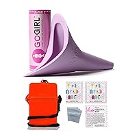 GoGirl Female Urination Device, Lavender & Orange Waterproof Case For Spills & Splashes PlusFeminine Natural Wipes & Extra Zip Baggies