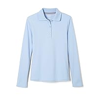 French Toast Girls' Long Sleeve Interlock Polo with Picot Collar (Standard & Plus)