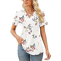 Kistore Womens Short Sleeve Polo T Shirts V Neck Summer Basic Tops Fashion 2024 Business Casual Work Blouse S-XXL