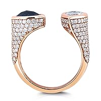 Two Collection Certified Black and White Pear Diamond, Bezel and Pave Open Wrap-around Ring 3 7/8 CTW 18k Rose Gold - Size 7