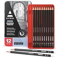Arteza Professional Drawing Sketch Pencils Set of 12, Medium (6B - 4H), Art Supplies for Drawing Art, Sketching, Shading, Artist Pencils for Beginners & Pro Artists