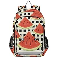 ALAZA Summer Fruit Watermelon Slices Black White Checkered Casual Daypacks Outdoor Backpack
