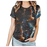 Womens Summer Graphic Shirts V Neck Casual T Shirt Short Sleeve Blouses Tops Printed Athletic T-Shirt for Women