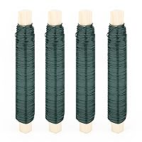KINGLAKE GARDEN Floral Wire,22 Gauge 4 Pack 166 Yards Green Flexible Paddle Wire, Floral Bind Wire Floral Flexible Paddle Wire for DIY Craft, Holiday Decoration