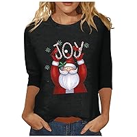 Women's Casual Tops Fashion Casual Round Neck 44989 Sleeve Loose Christmas Printed T-Shirt Top, S-3XL