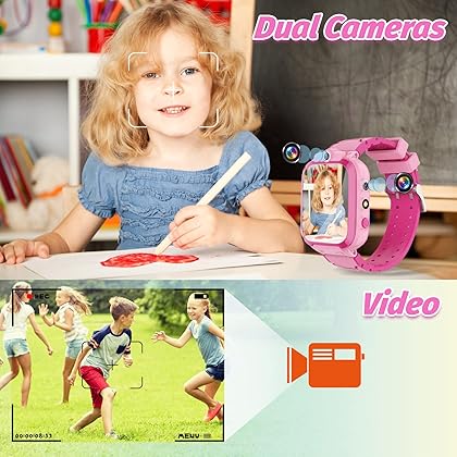 Kids Smart Watch for Girls Boys Ages 3-12 Years,Toddler Wrist Watch mp3 music player 14 Puzzle Games with Dual Cameras Video Player/Recorder Pedometer Torch Children Birthday Festival Gifts Toys