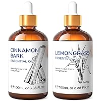 HIQILI Lemongrass Essential Oil and Cinnamon Essential Oil, 100% Pure Natural for Diffuser - 3.38 Fl Oz
