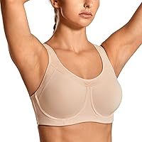 SYROKAN Women's High Impact Removable Pads Sports Bra Underwire Full Coverage Support Workout Running Bra
