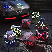 Light Up DND Dice Set, Wireless Rechargeable LED Dice with Charging Box, 7 PCS Electronic Dice Set, Glowing RGB Polyhedral D&D Dice for Dungeons and Dragons PRG MTG Gifts Tabletop Games (Sword)