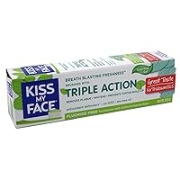 Kiss My Face Toothpaste Triple Action Cool Mint Gel, 4.5 Ounce (Pack of 2)