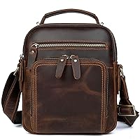Jeph Lan Men's Leather Messenger Bag Vintage Crossbody Shoulder Bags for Men Small Handmade Purse for Work Business Travel