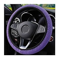 Elastic Stretch Steering Wheel Cover, Microfiber Breathable Ice Silk Auto Steering Wheel Cover, 15 Inch Anti-Slip, Warm in Winter and Cool in Summer, Fit Suvs, Vans, Cars, Trucks (Purple)