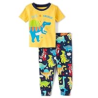 The Children's Place Baby Boys' and Toddler Short Sleeve Top and Pants Snug Fit 100% Cotton 2-Piece Pajama Set