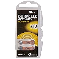 60 x Size 312 / BROWN - DURACELL EasyTab Hearing Aid Batteries (10 packs of six cells)