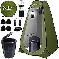 Outdoor Portable Toilet Set for Adults with Camping Night Lantern, Folding XL Toilet, Pop Up Privacy Tent and Carry Bags, Multipurpose Potty, Washable and Foldable for RV Travel