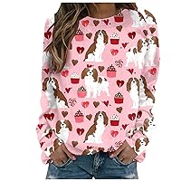 Fleece Sweatshirts for Women Couples Gift Printing Crew Neck Coat Thermal Date Thanksgiving Shirts for Women